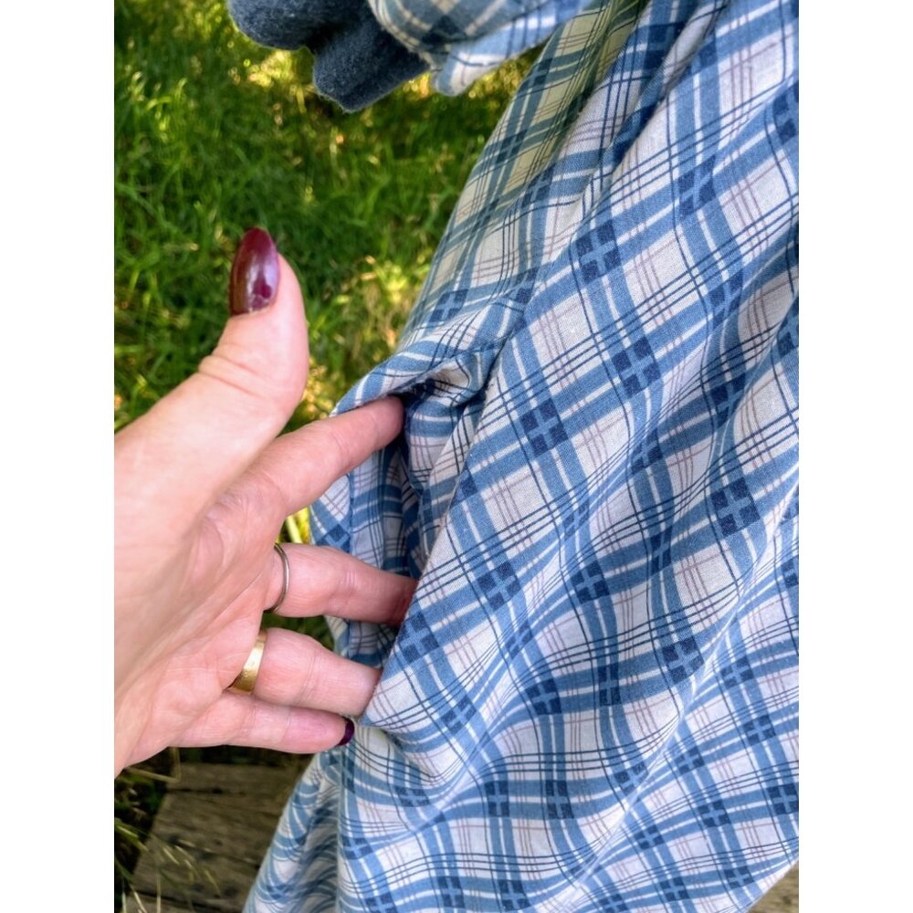 Vintage 1970s Chambray Blue Plaid Dress Rosani Size 8 - Picture 5 of 16